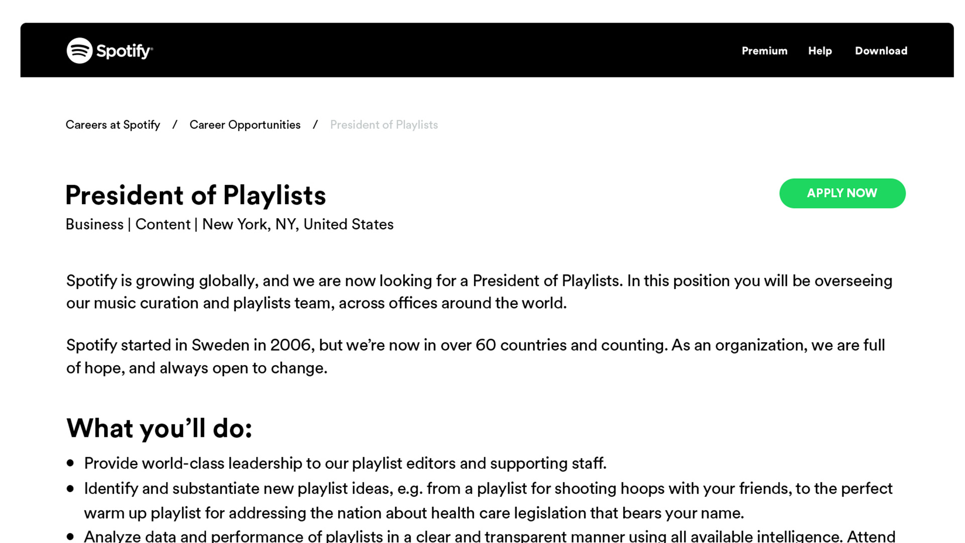 President of playlists