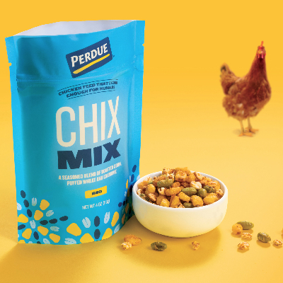 Perdue Chix Mix: Chicken Feed. Human Snack.