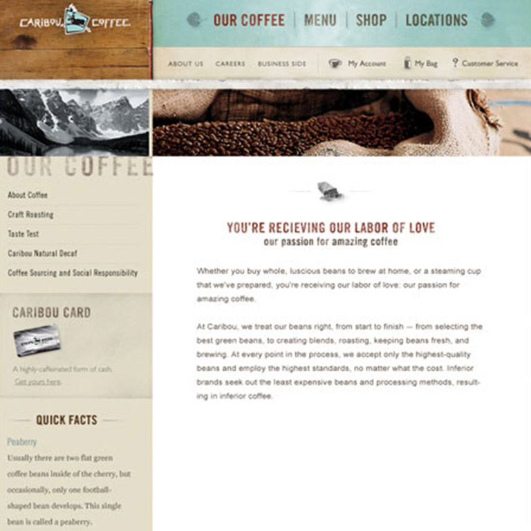 Caribou Coffee Web Site