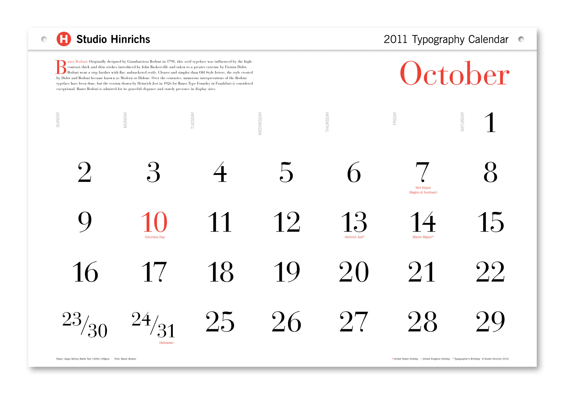 Studio Hinrichs | 365 Typography Calendar 2011 | The One Club