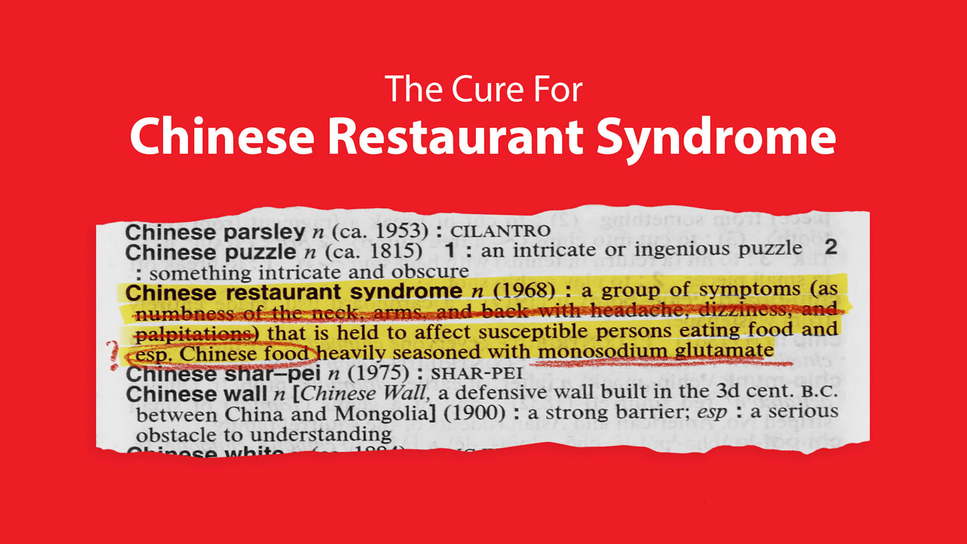 The Cure for Chinese Restaurant Syndrome