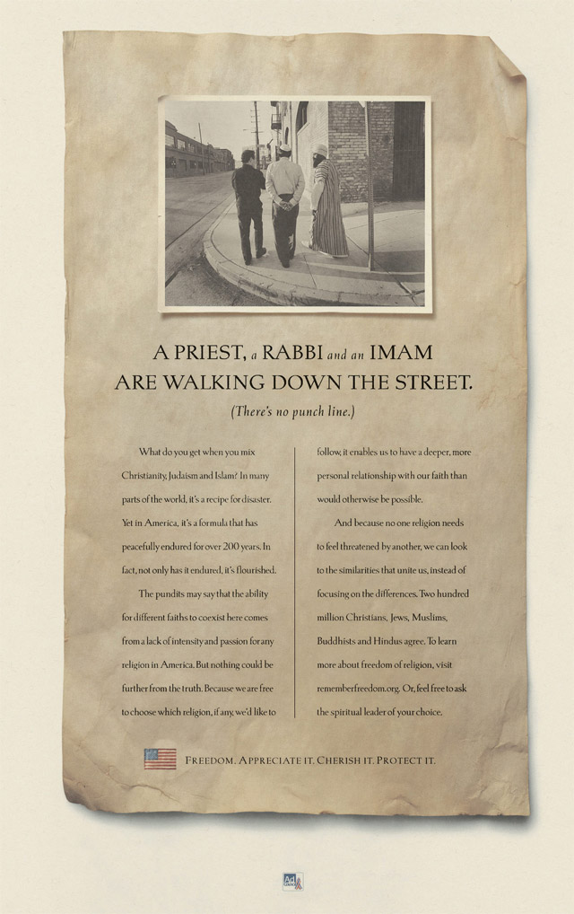 A Priest, a Rabbi and an Iman, We have nothing to eat; Read this ad