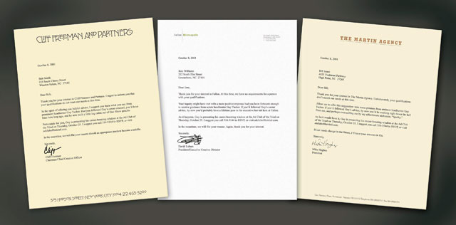 Rejection letters